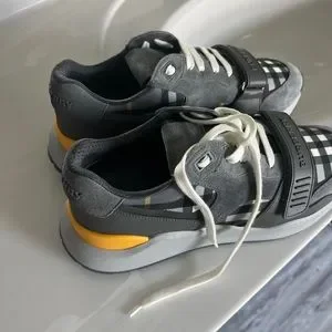 スニーカー BURBERRY Women Sneakers 8074743B7311 BURBERRY UOMO Grey Burberry Vintage Check Cotton Sneaker Grey Blue Men's